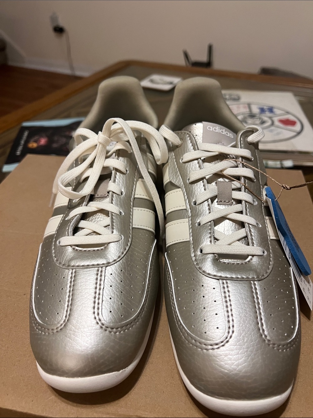 adidas Men’s Silver and White Classic Sneaker